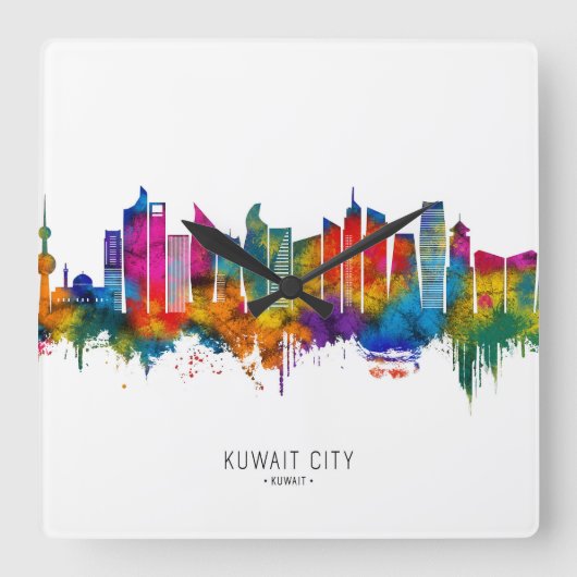 Kuwait City Kuwait Skyline Vierkante Klok (Voorkant)
