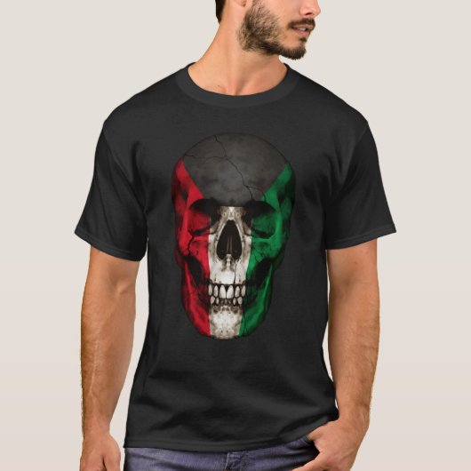Kuwait Flag Skull Kuwaiti Roots Proud Patriotic T-shirt (Voorkant)