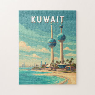 Kuwait Illustratie Reis Kunst Vintage Legpuzzel
