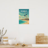 Kuwait Illustratie Reis Kunst Vintage Poster (Keuken)