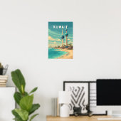 Kuwait Illustratie Reis Kunst Vintage Poster (Thuiskantoor)