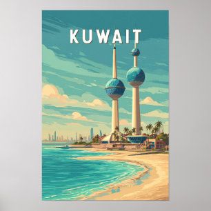 Kuwait Illustratie Reis Kunst Vintage Poster