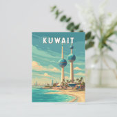 Kuwait Illustration Travel Art Vintage Briefkaart (Staand voorkant)