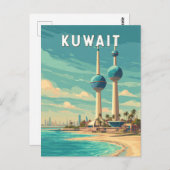Kuwait Illustration Travel Art Vintage Briefkaart (Voorkant / Achterkant)