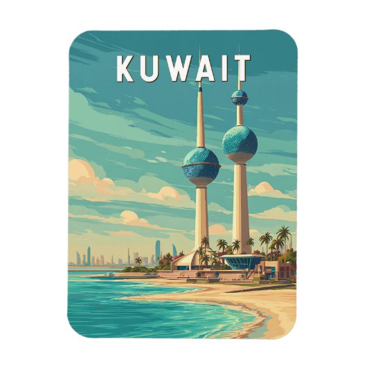 Kuwait Illustration Travel Art Vintage Magneet (Verticaal)
