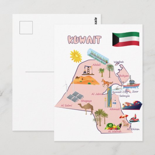 Kuwait kaart bestemmingen Bezienswaardigheden toer (Voorkant / Achterkant)