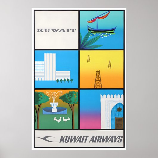 Kuwait Reisposter Print Midden-Oosterse Luchtvaart (Voorkant)