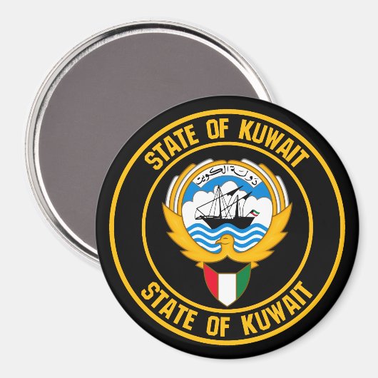 Kuwait Round Emblem Magneet (Voorkant / Achterkant)