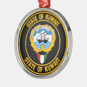 Kuwait Round Emblem Metalen Ornament (Links)