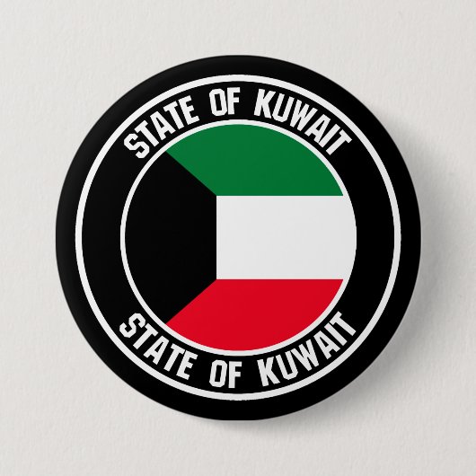 Kuwait Round Emblem Ronde Button 7,6 Cm (Voorkant)