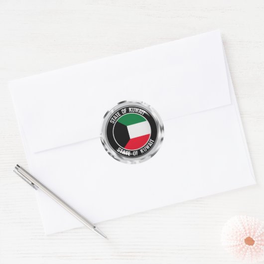 Kuwait Round Emblem Ronde Sticker (Envelop)