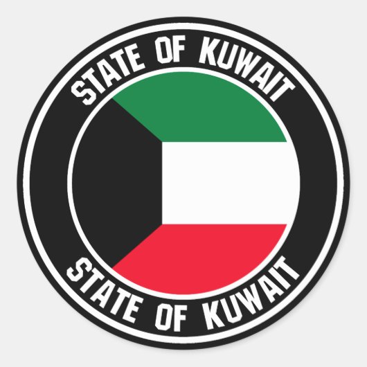 Kuwait Round Emblem Ronde Sticker (Voorkant)