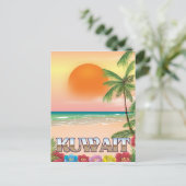 Kuwait strand reisposter briefkaart (Staand voorkant)