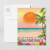 Kuwait strand reisposter briefkaart (Voorkant / Achterkant)