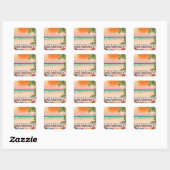 kuwait strand reisposter vierkante sticker (Vel)