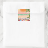 kuwait strand reisposter vierkante sticker (Tas)