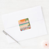 kuwait strand reisposter vierkante sticker (Envelop)