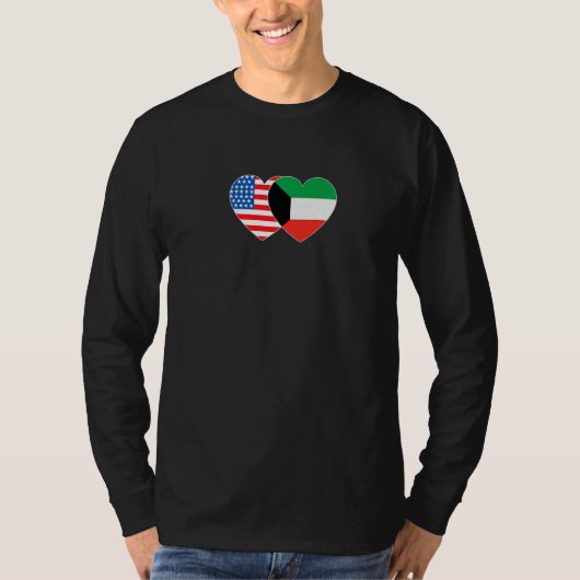 Kuwait & US Flag Twin Heart for Kuwaitian American T-shirt (Voorkant)