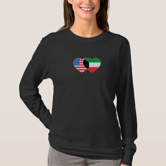 Kuwait & US Flag Twin Heart for Kuwaitian American T-shirt (Voorkant)