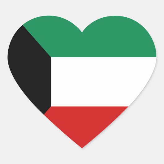 Kuwait Vlag Hart Sticker (Voorkant)