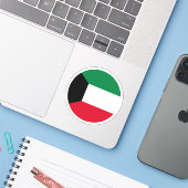 Kuwait Vlag Ronde Sticker (Laptop met iPhone)