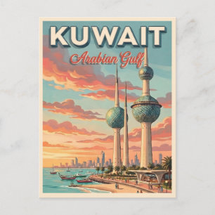 Kuwaittorens Arabische Golf Vintage Reis Briefkaart