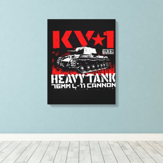 KV-1 zware sovjettank Canvas Afdruk (Insitu (Houten vloer))