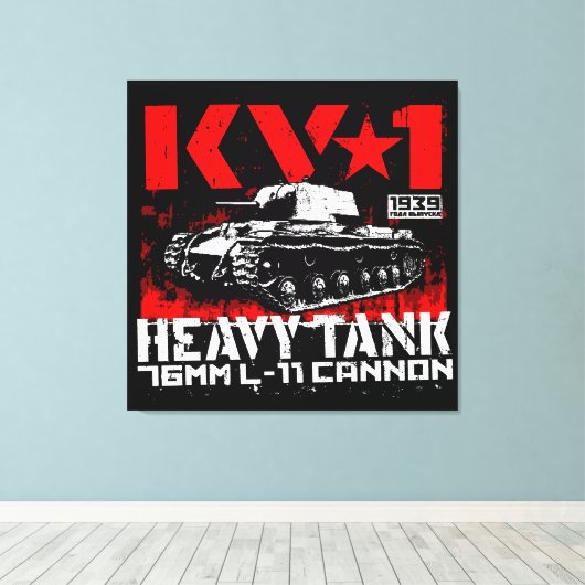 KV-1 zware sovjettank Canvas Afdruk (Insitu (Houten vloer))
