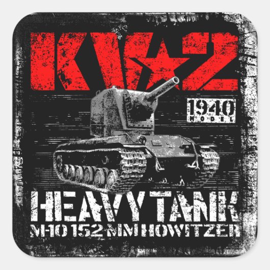 KV-2 zware sovjettank Vierkante Sticker (Voorkant)