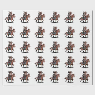 KVAADE Krampus Kerst Cowboy Paard Westers Kerstfee Cadeaupapier