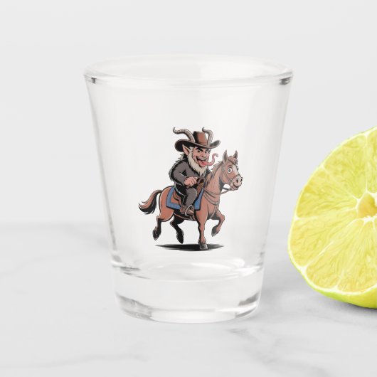 KVAADE Krampus Kerst Cowboy Paard Westers Kerstfee Shot Glas (Voorkant)