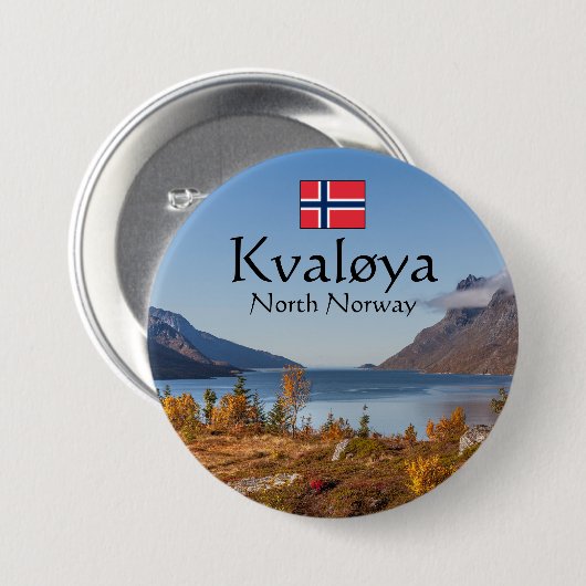 Kvaloya eiland Noorwegen Ronde Button 7,6 Cm (Voorkant /achterkant)