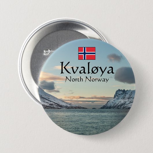 Kvaloya eiland Noorwegen Ronde Button 7,6 Cm (Voorkant /achterkant)