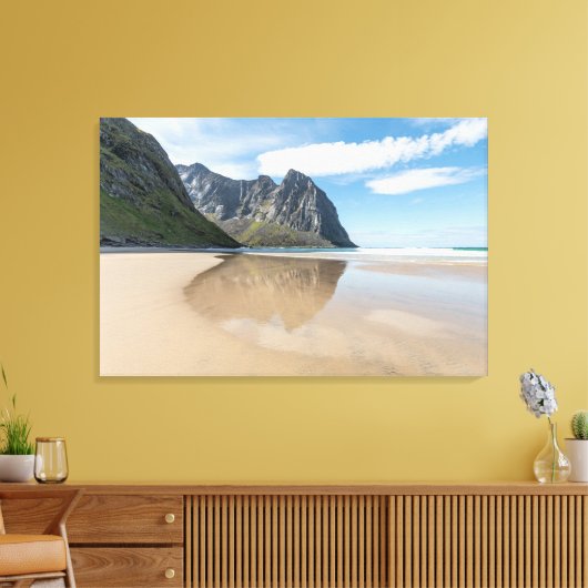 Kvalvika Lofoten Norway Canvas Afdruk (Insitu (Woonkamer))