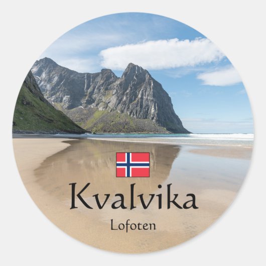 Kvalvika Lofoten Norway Ronde Sticker (Voorkant)