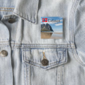 Kvalvika Lofoten Norway Vierkante Button 5,1 Cm (In situ)