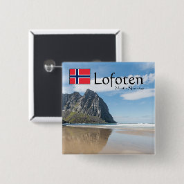 Kvalvika Lofoten Norway Vierkante Button 5,1 Cm