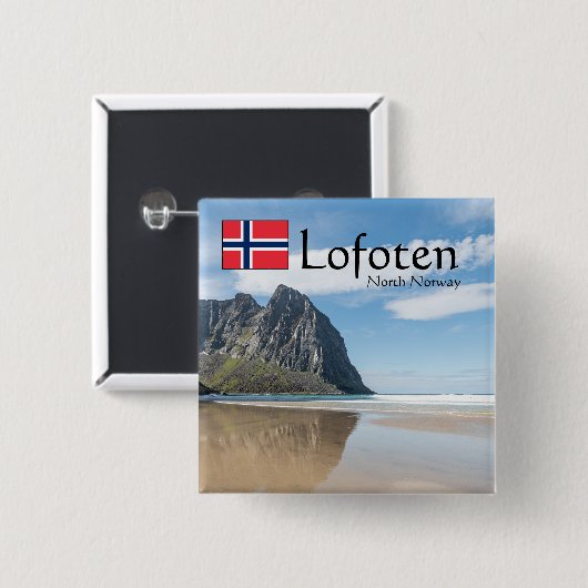 Kvalvika Lofoten Norway Vierkante Button 5,1 Cm (Voorkant /achterkant)