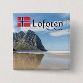 Kvalvika Lofoten Norway Vierkante Button 5,1 Cm (Voorkant)