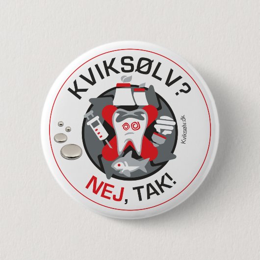 "Kviksølv? Nej, tak!" pin/knop Ronde Button 5,7 Cm (Voorkant)