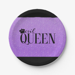 KWAAADAARDIGE KONINGIN Paarse Glitter Glam Feestbo Papieren Bordje