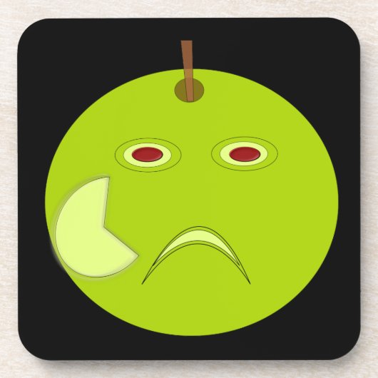 Kwaad Apple met Scar Halloween Cork Onderzetter (Voorkant)