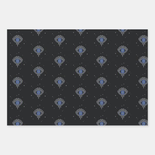 Kwaad oogontwerp, blauw oog inpakpapier vel (Voorkant 3)