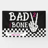 Kwaad tot op het Bot Skelet Roze 2de Verjaardagsfe Spandoek (Horizontaal)