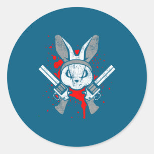 Kwaadaardig Horror Konijn Grappig Konijn Zegt Pase Ronde Sticker