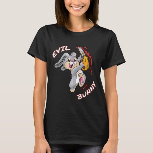 Kwaadaardig Konijn T-shirt Halloween grappig Slech (Voorkant)