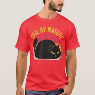 Kwaadaardig van nature Retro Horror Kat Mannen Vro T-shirt