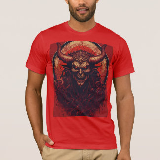 Kwaadaardige angstaanjagende demon in een cirkel t-shirt