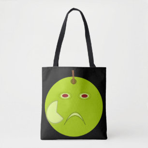 Kwaadaardige appel met litteken Halloween-tas Tote Bag