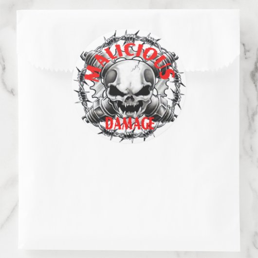 KWAADAARDIGE BESCHADIGING SCHEDEL STICKER (Tas)